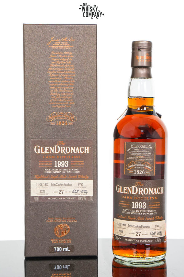GlenDronach 1993 Aged 27 Years Single Malt Scotch Whisky – Batch 18 Cask No. 6735 (700ml)