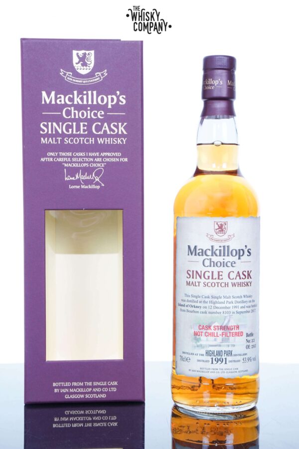Highland Park 1991 Aged 19 Years Single Cask Single Malt Scotch Whisky – Mackillop’s Choice Cask 8103 (700ml)