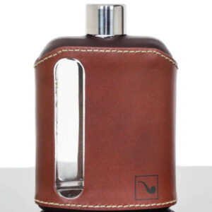 Ragproper Dark Brown Leather Glass Whisky Flask (100ml)