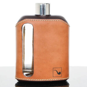 Ragproper Dark Tan Leather Glass Whisky Flask (240ml)